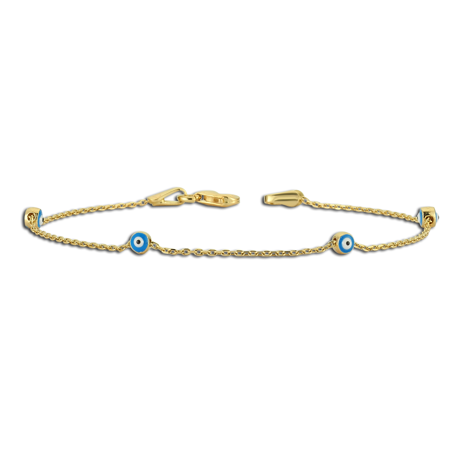 Light Blue Enamel Evil Eye Gold Bracelet